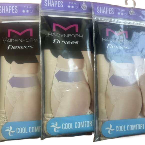 Lot of 3 Maidenform Shapewear Tame Your Tummy Lace Shaping Thongs, 3X - NWT - Picture 1 of 7